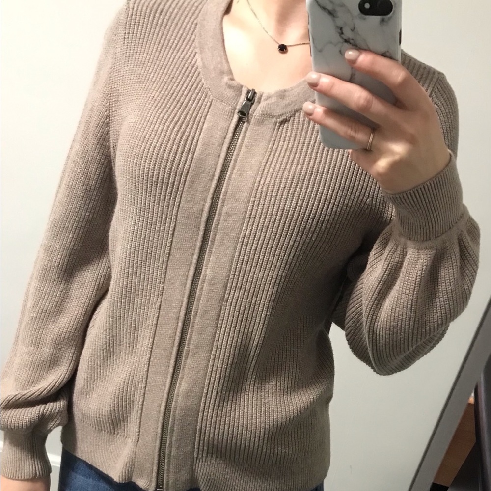 Banana Republic Tan Zip Up Sweater